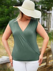 RueChic Plus Solid Tank Top - Dark Green - View 5