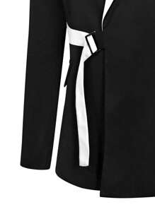 Manfinity Mode Men Colourblock Buckle Detail Blazer - Black - View 3