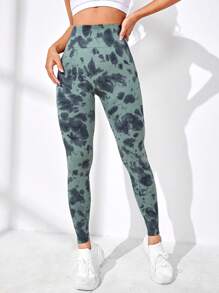 Leggings deportivos de tie dye de cintura ancha - Multicolor - Ver 4