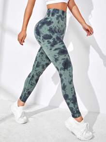 Leggings deportivos de tie dye de cintura ancha - Multicolor - Ver 5