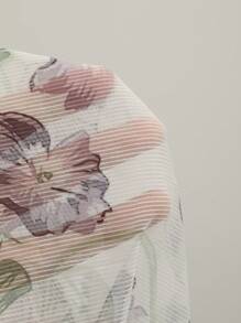 DAZY In hoa Viền Ruffle Tay áo loe Áo sơ mi - Nhiều màu - Xem 11