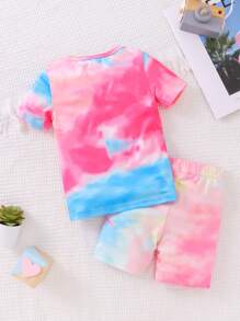 Cô Gái Trẻ Nhuộm buộc In Trái tim Vừa Khít Bộ PJ - Nhiều màu - Xem 2