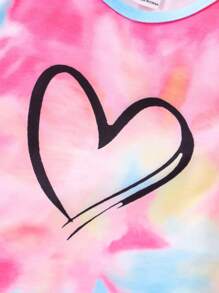 Cô Gái Trẻ Nhuộm buộc In Trái tim Vừa Khít Bộ PJ - Nhiều màu - Xem 4