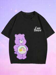 ROMWE MEN ROMWE X Care Bears Áo thun nam hoạt hình & thư đồ họa, trường học - màu đen - Xem 1