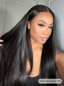 Hd Swiss Lace Pre-Plucked Bleaching Knots Straight 13*4/13*6 Lace Front Wig 180% Density 16-20Inch Human Hair Wigs Natural Black Color  Natural Hairline For Women - S1 - View 2