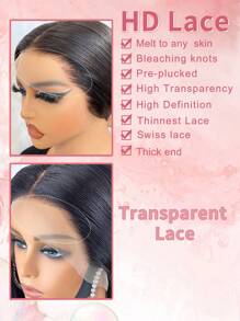 Hd Swiss Lace Pre-Plucked Bleaching Knots Straight 13*4/13*6 Lace Front Wig 180% Density 16-20Inch Human Hair Wigs Natural Black Color  Natural Hairline For Women - S1 - View 6