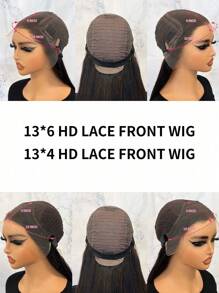 Hd Swiss Lace Pre-Plucked Bleaching Knots Straight 13*4/13*6 Lace Front Wig 180% Density 16-20Inch Human Hair Wigs Natural Black Color  Natural Hairline For Women - S1 - View 7