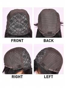 150% Long Straight Bob Woven Human Hair Wig With Bangs - SNatural - View 6