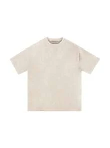 男士素色落肩T恤 - 米色 - 查看 3