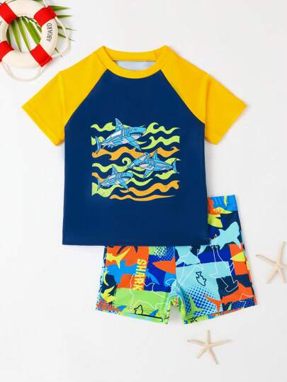 男小童卡通圖案沙灘泳裝