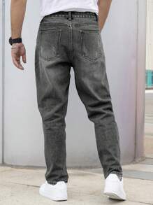 Homme Jean Déchiré Unicolore - Gris - Voir 2