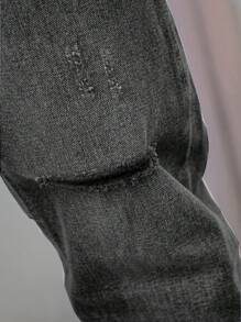 Homme Jean Déchiré Unicolore - Gris - Voir 5