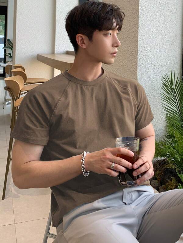 DAZY Men Solid Raglan Sleeve Tee,Fall Clothes