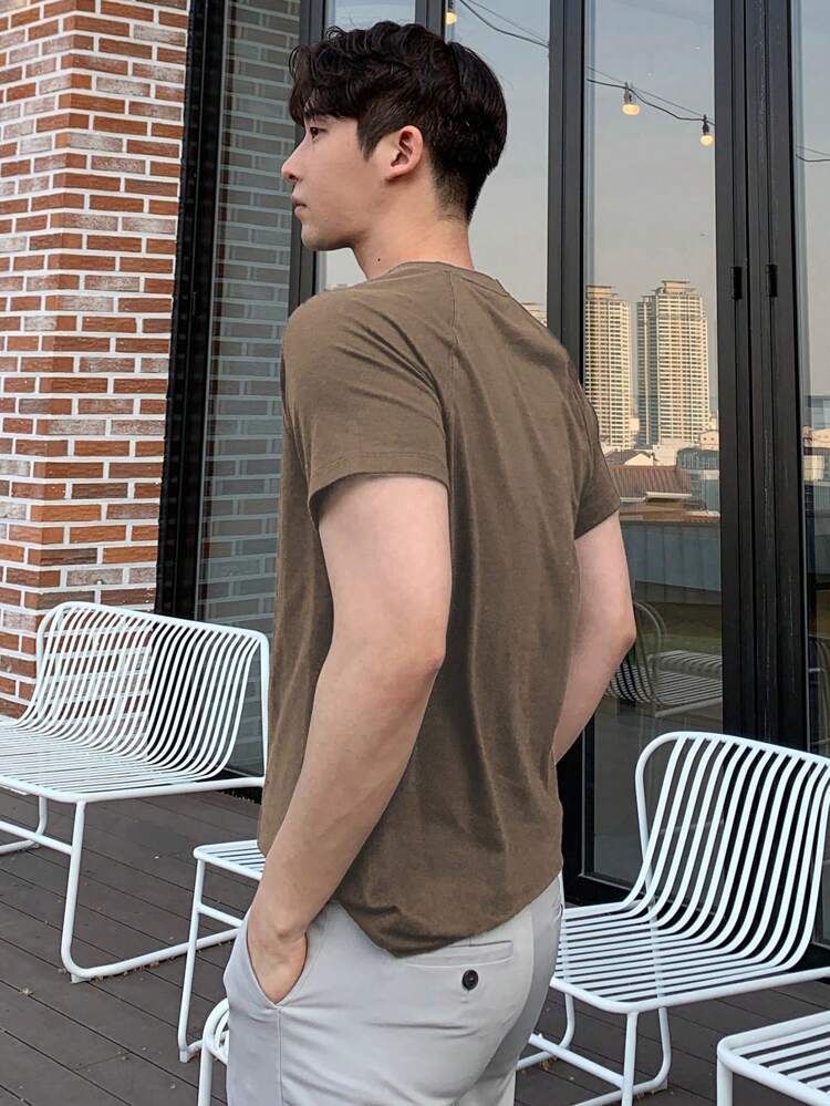 Men Solid Raglan Sleeve Tee,Fall Clothes