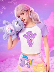 ROMWE X Care Bears 卡通圖案插肩袖T恤 - 彩色 - 查看 4