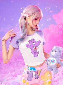 ROMWE X Care Bears 卡通圖案插肩袖T恤 - 彩色 - 查看 2