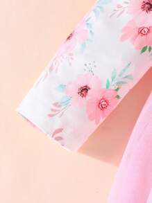 嬰兒印花荷葉邊前蝴蝶結網紗邊連衣裙 - 彩色 - 查看 4