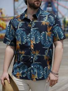 Manfinity RSRT 男士熱帶圖案襯衫 - 彩色 - 查看 3
