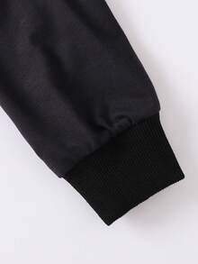 SHEIN 男小童反光小熊印花連帽衫和運動褲 - 黑色 - 查看 6