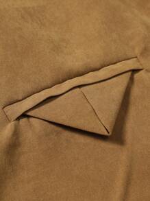 Claim Dot 男士素色前紐扣襯衫 - 棕色 - 查看 5