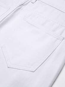 Men Ripped Frayed Skinny Jeans - White - View 3