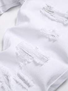 Men Ripped Frayed Skinny Jeans - White - View 6