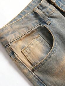 Nam Rách Frayed Rửa thuốc tẩy Quần jean - Rửa nhẹ - Xem 3