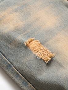 Nam Rách Frayed Rửa thuốc tẩy Quần jean - Rửa nhẹ - Xem 4