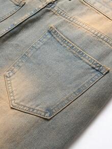 Nam Rách Frayed Rửa thuốc tẩy Quần jean - Rửa nhẹ - Xem 5