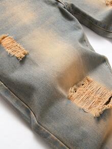 Nam Rách Frayed Rửa thuốc tẩy Quần jean - Rửa nhẹ - Xem 7