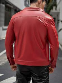 Manfinity VCAY Men Flap Detail PU Leather Jacket - Red - View 2