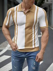 Manfinity NiteLyfe Hombres Top de punto con patrón de rayas - Multicolor - Ver 3