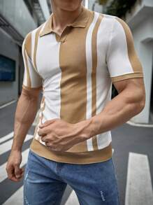 Manfinity NiteLyfe Hombres Top de punto con patrón de rayas - Multicolor - Ver 5