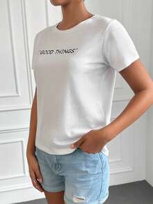 Cottnline 標語圖案T恤 - 白色 - 查看 3