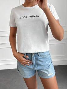 Cottnline 標語圖案T恤 - 白色 - 查看 4