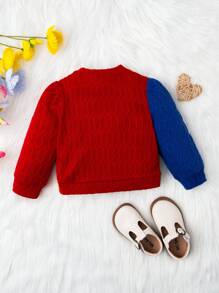 SHEIN Baby Girl Colourblock Bow Front Coat - Multicolor - View 2