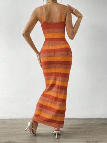 Chiquease Colourblock Cami Jumper Dress - Orange - View 2