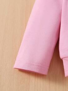 SHEIN 女小童3D耳朵設計連帽衫和運動褲 - 粉色 - 查看 8