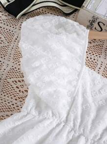 Tween Girl Square Neck Ruffle Trim Dress - White - View 4