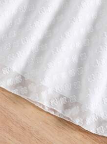 Tween Girl Square Neck Ruffle Trim Dress - White - View 6