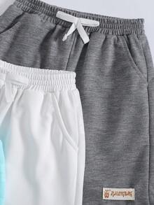 SHEIN 男小童3入組字母補丁細節短褲