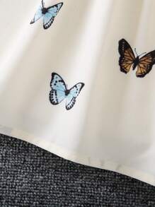 SHEIN 女小童翻蓋細節夾克&蝴蝶圖案吊帶連衣裙 - 彩色 - 查看 3