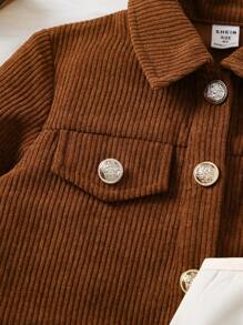 SHEIN 女小童翻蓋細節夾克&蝴蝶圖案吊帶連衣裙 - 彩色 - 查看 6