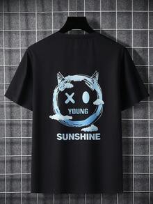 Manfinity 男士卡通圖案T恤 - 黑色 - 查看 7