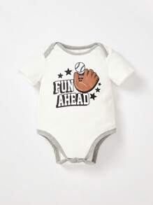 Cozy Pixies Newborn Baby Boy 3pcs Striped & Letter Graphic Contrast Binding PJ Set - Multicolor - View 4