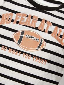 Cozy Pixies Newborn Baby Boy 3pcs Striped & Letter Graphic Contrast Binding PJ Set - Multicolor - View 17