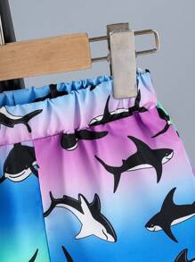 SHEIN Young Boy Shark & Letter Graphic Tank Top & Shorts & Hat - Multicolor - View 7