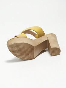 女士時尚夏季夜店派對款帶踝涼鞋，木紋人造細高跟和防水平台