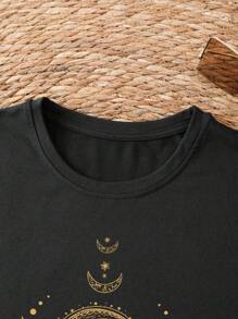 INAWLY Plus Moon & Sun Print Tank Top - Black - View 5