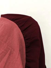 SHEIN LUNE Colourblock Ruffle Hem Cami Dress - Redwood - View 6